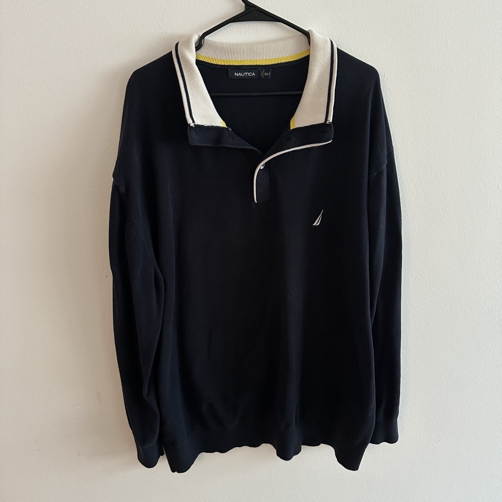 Nautica Navy Blue Collared Long Sleeve Size 3XLT